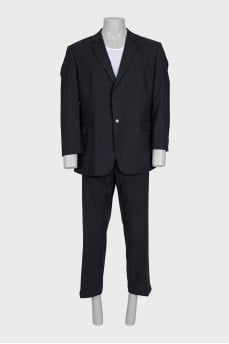 Men's black striped wool suit