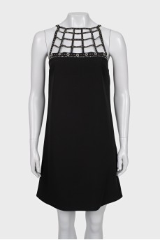 Embellished A-line dress with tag