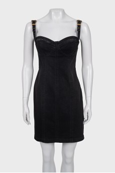 Black denim sundress with tag