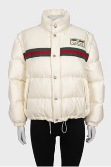 White down jacket with detachable sleeves