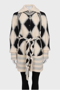 Long cardigan with a belt
