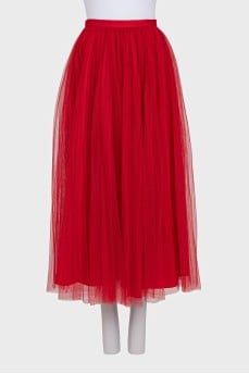 A full tulle skirt with silk lining