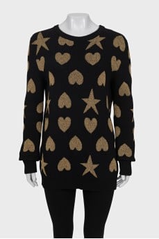 Long black jumper with a print