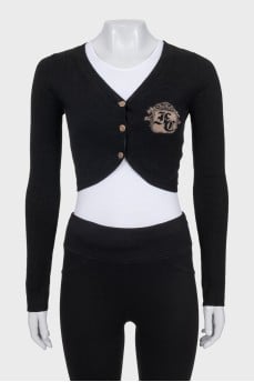 Cropped cardigan with print