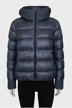 Straight down jacket with a removable hood