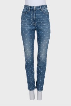 Tapered jeans with signature print