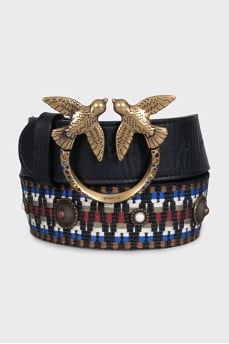 Leather belt decorated with embroidery