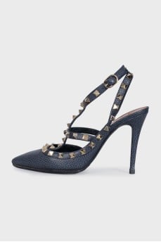 Rockstud studded leather slingbacks