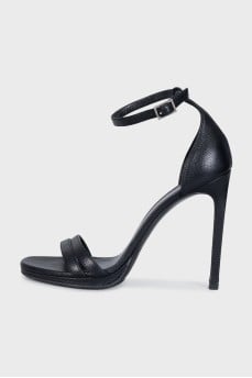 Black leather stiletto heels