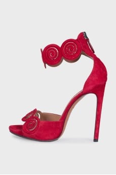 Red suede sandals