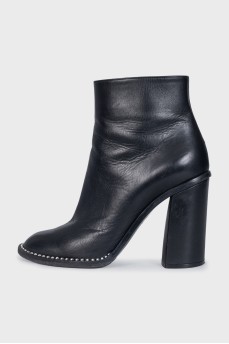 Black ankle boots with beaded embellishment