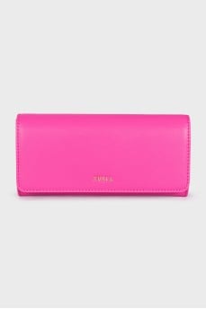 Leather wallet with brand logo