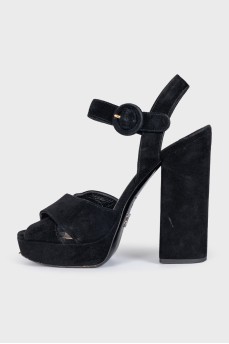 Suede open-toe heeled sandals