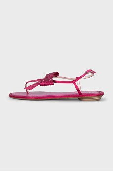 Sandals decorated with rhinestones