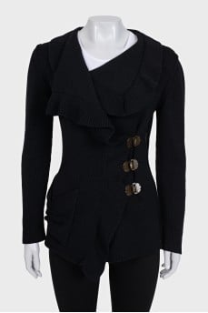 Wool cardigan with hooks