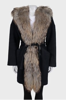 Black coat with fur