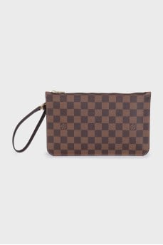 Clutch bag with a signature print and handle