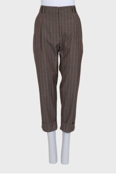 Striped trousers with tag