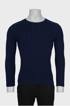 Knitted jumper with a blue pattern