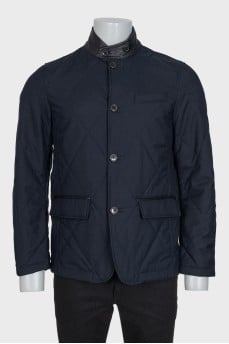 Men's straight jacket with leather inserts