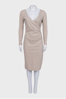 Wool dress with draping without a lock