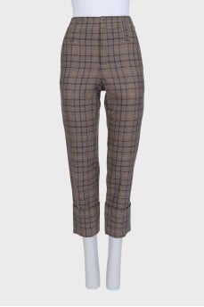 Checkered wool banana trousers