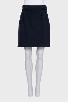 Blue wool skirt with a zipper