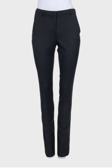 Black tapered wool trousers