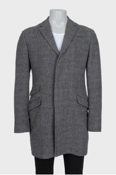 Men's gray single-breasted wool coat