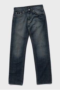 Men's dark blue straight fit jeans