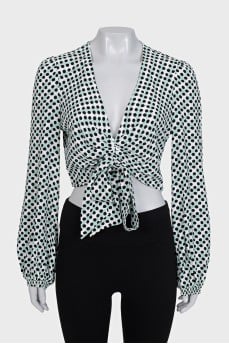 Cropped polka dot blouse