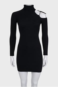 Black dress with shoulder accent