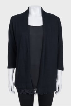 Black jumper with imitation cardigan