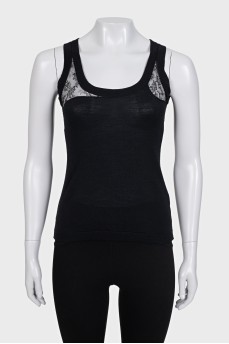 Black tank top with lace