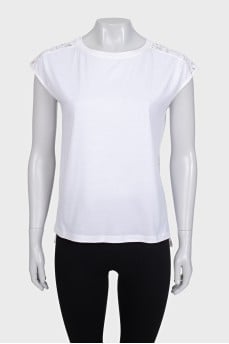 White T-shirt with lace back