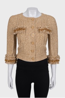 Cropped tweed jacket with pearls