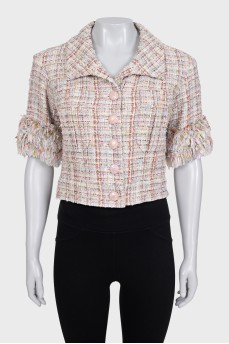 Cropped jacket with decorated sleeves