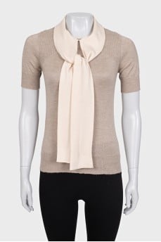 Cashmere and silk tie-up T-shirt