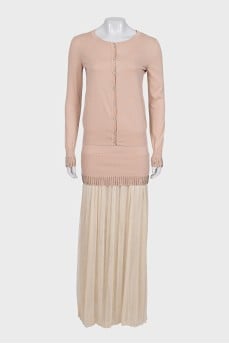 Pink dress with a cardigan