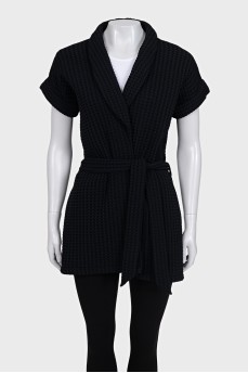Black short sleeve cardigan