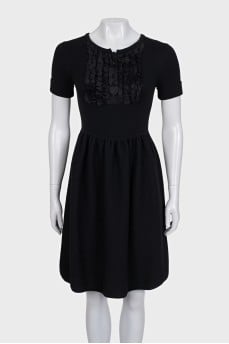 Wool dress with silk decor