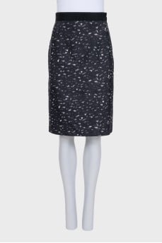 Silk printed zipper skirt