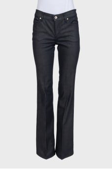 Black low-rise flared jeans