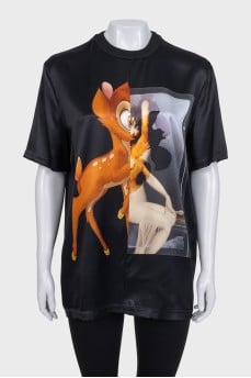 Чорна oversize футболка з принтом
