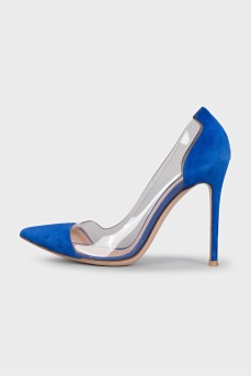 Suede shoes with a transparent insert