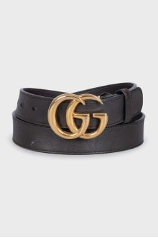 Brown leather belt GG Marmont