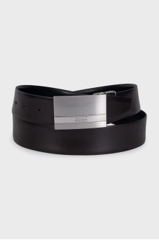 Men's black belt with a metal buckle