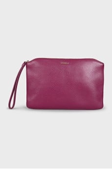 Purple leather cosmetic bag