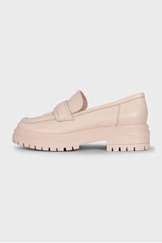 Beige round toe loafers