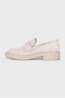 Beige suede loafers